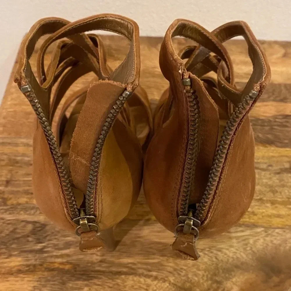 Cynthia Vincent Caramel Soft Leather Caged Heels - Picture 11 of 11